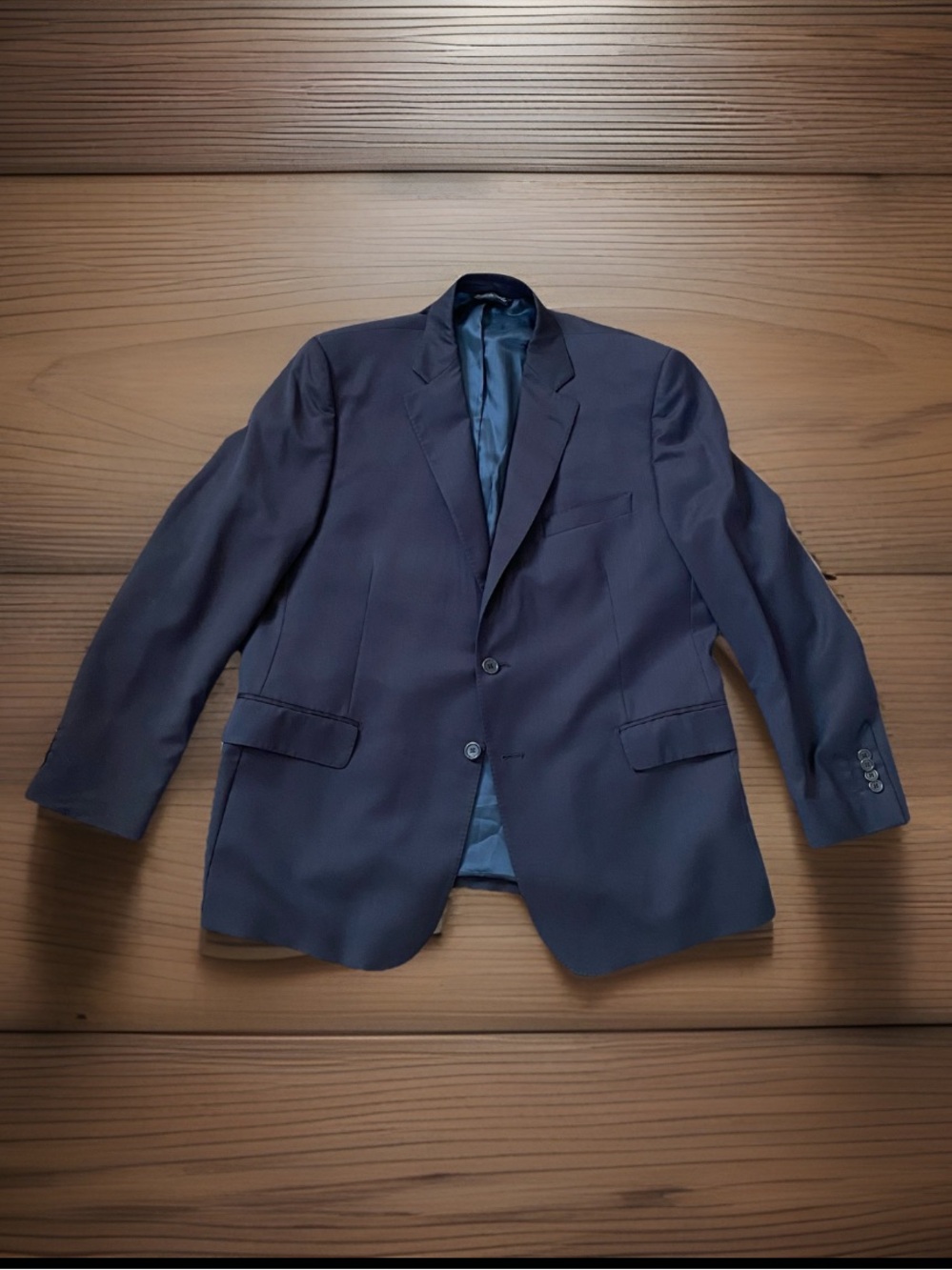 Ermenegildo Zegna navy long sleeve two buttons coat men’s size 44R dual vents